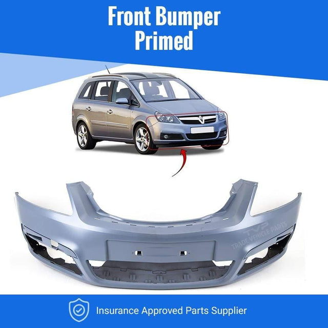 Fits Vauxhall Zafira 2005-2007 Front Bumper Primed No Pdc Or Washer Holes - image 2