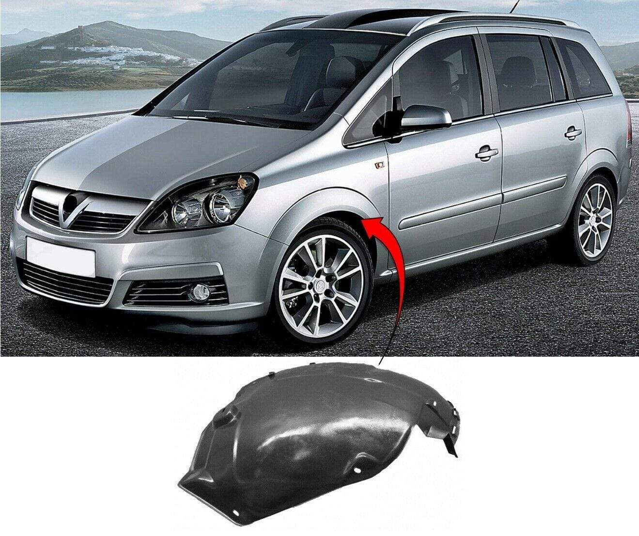OP1281 Vauxhall Zafira 2005-2014 Front Wing Arch Liner Splash Guard Left-Rear Section