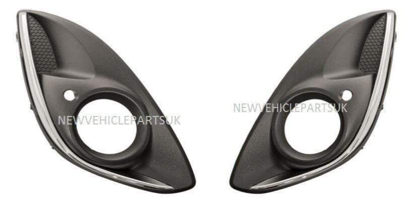 OP1544 Vauxhall Corsa D 2011-2014 Front Bumper Fog Grille With Chrome Moduling Pair Left & Right