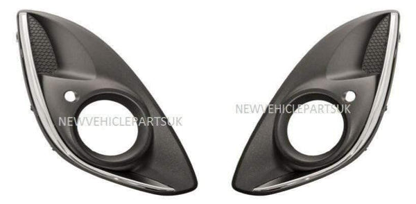 Fits Vauxhall Corsa D 2011-2014 Front Bumper Fog Grille With Chrome Moduling Pair Left & Right