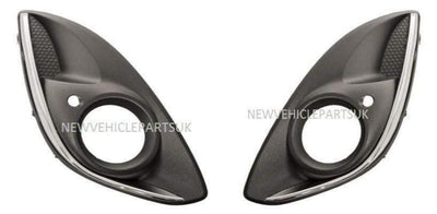 Fits Vauxhall Corsa D 2011-2014 Front Bumper Fog Grille With Chrome Moduling Pair Left & Right - tradevehicleparts.co.uk