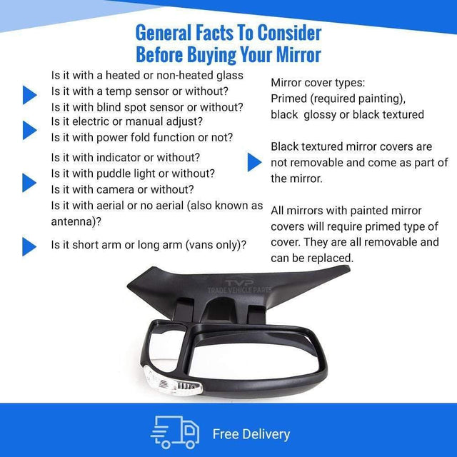 Fits Vauxhall Movano 2010-2017 Door Mirror Manual Black With Indicator Driver Side - image 4