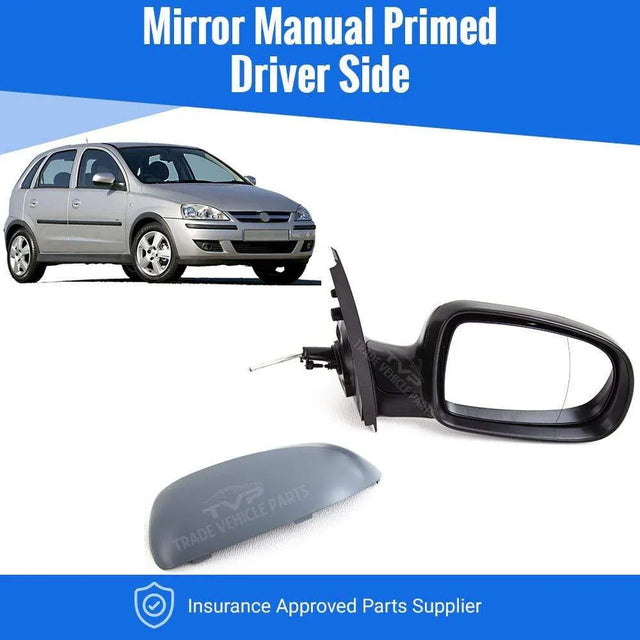 Fits Vauxhall Corsa C 2000-2006 Door Wing Mirror Manual Primed-Gray Driver Side - image 2