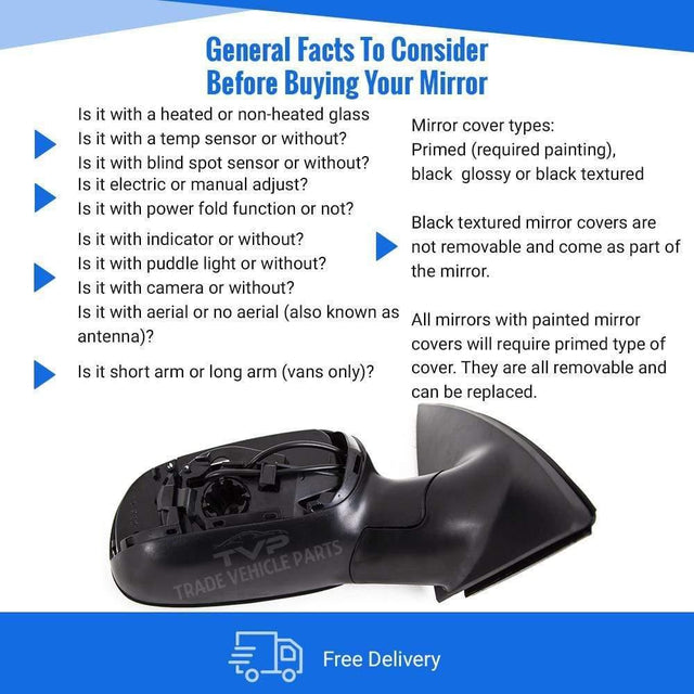 Fits Vauxhall Corsa C 2000-2006 Door Wing Mirror Manual Primed-Gray Driver Side - image 4