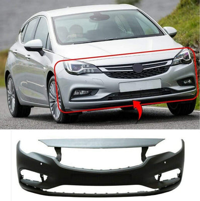 Fits Vauxhall Astra K 5Dr Hatchback 2015-2019 Front Bumper Primed With Sensor Holes - tradevehicleparts.co.uk