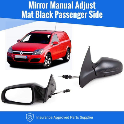 Fits Vauxhall Astra Van 2006-2009 Door Wing Mirror Manual Adjust Passenger Side - tradevehicleparts.co.uk
