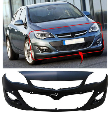 Fits Vauxhall Astra J 5Dr Hatchback 2012-2015 Front Bumper Primed With Sensor Holes - tradevehicleparts.co.uk