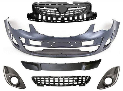 Fits Vauxhall Corsa D 2011-2014 Front Bumper Kit Complete Primed Without Chrome Moulding - tradevehicleparts.co.uk