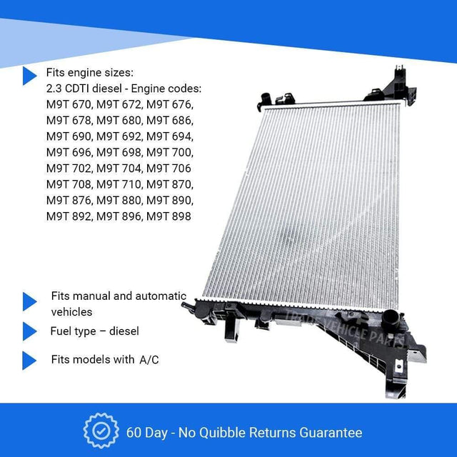 Fits Nissan Nv400 2011- Radiator (2.3Cdti)(Manual/Automatic)(With Ac) - image 3