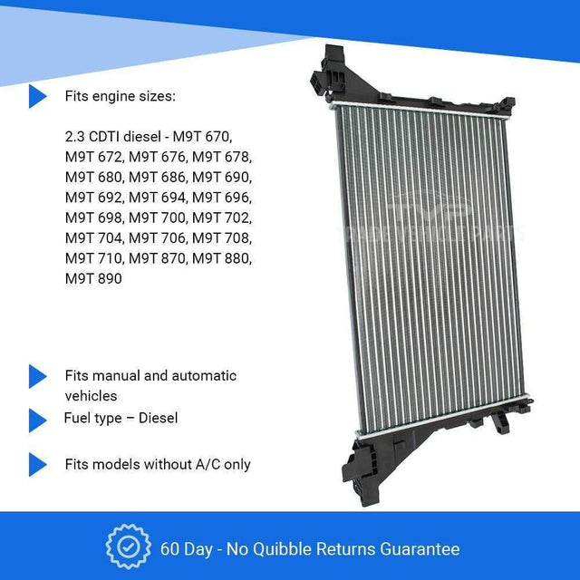 Fits Nissan Nv400 2011- Radiator (2.3 Cdti) (Manual/Automatic) (Without Ac) - image 3