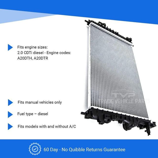 Fits Vauxhall Cascada 2013-2018 Radiator (2.0 Cdti)(Manual) (With/Without Ac) - image 3