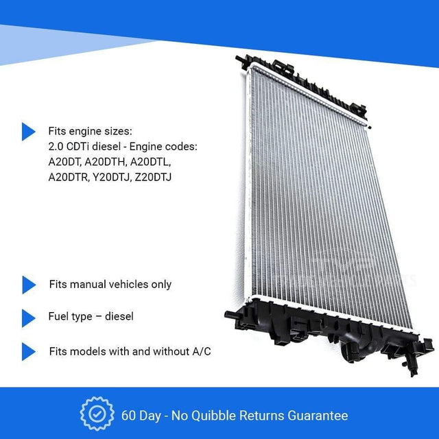 Fits Vauxhall Zafira C 2012- Radiator (2.0 Cdti)(Manual) (With/Without Ac) - image 3
