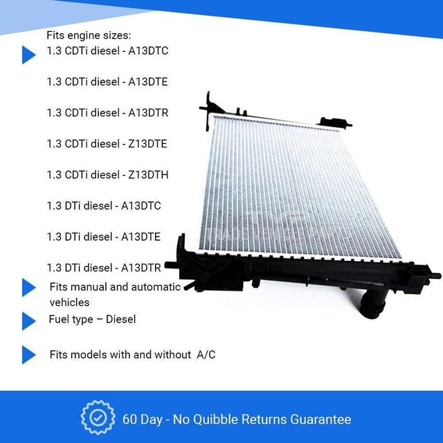 Fits Vauxhall Corsa 2006-2011 Radiator (1.3 Cdti, 1.3 Dti) (Man/Auto) (With/Without Ac) - image 3