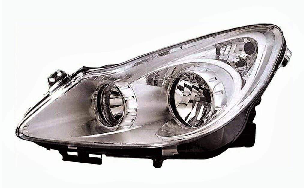 OP8017 Vauxhall Corsa 2006-2011 Headlight Headlamp No Adaptive Lighting Chrome Type Passenger Side