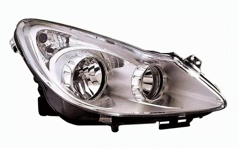 OP8018 Vauxhall Corsa 2006-2011 Headlight Headlamp No Adaptive Lighting Chrome Type Driver Side