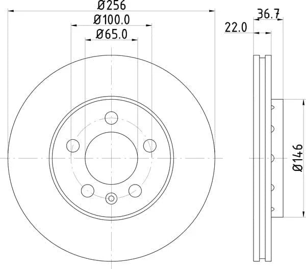 Don Brake Disc Vented Front PCD10022 256mm - image 4