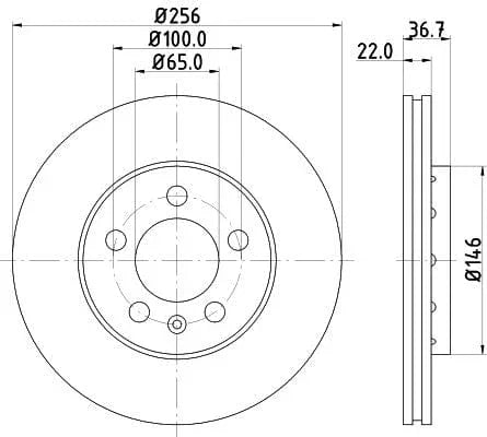 Don Brake Disc Vented Front PCD10022 256mm - image 3