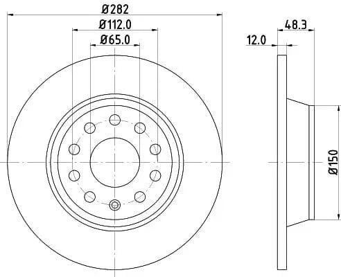 Don Brake Disc Solid Rear PCD10082 282mm - image 3