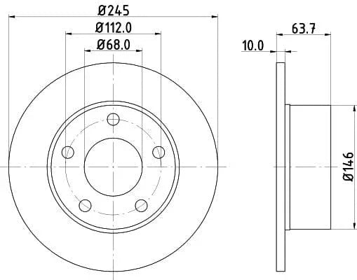 Don Brake Disc Solid Rear PCD10092 245mm - image 3