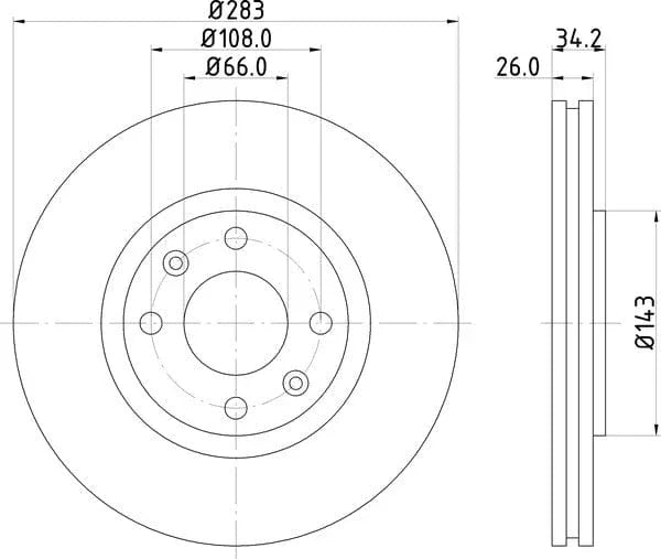 Don Brake Disc Vented Front PCD10112 283mm - image 4