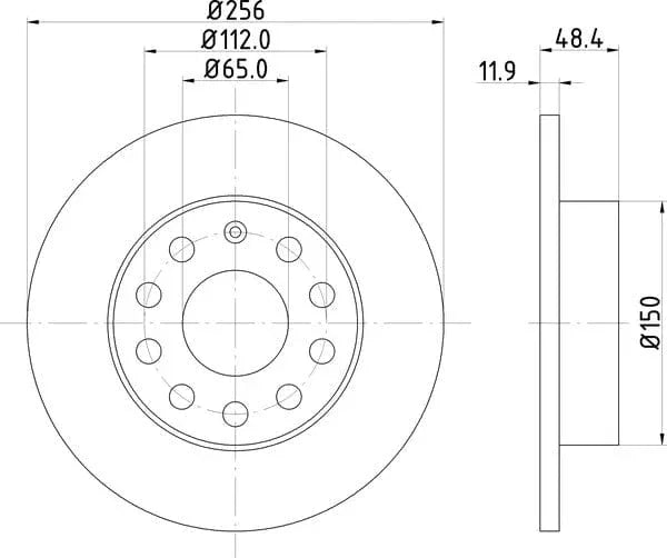 Don Brake Disc Solid Rear PCD10122 256mm - image 4