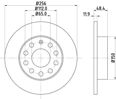 Don Brake Disc Solid Rear PCD10122 256mm - image 3