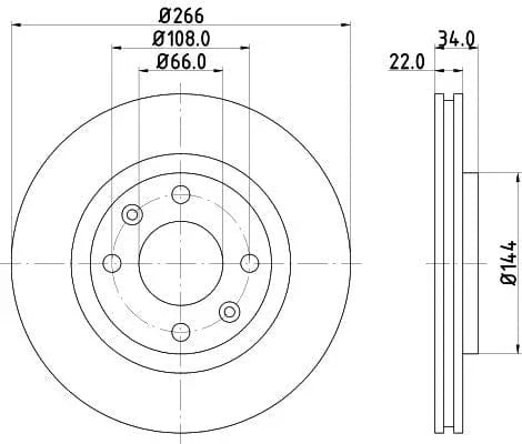 Don Brake Disc Vented Front PCD10142 266mm - image 3
