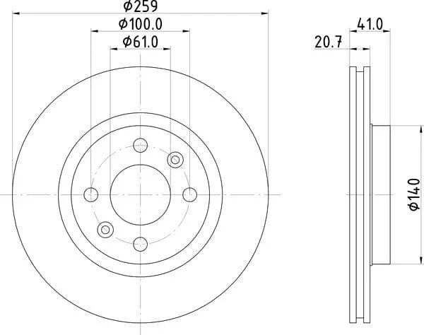 Don Brake Disc Vented Front PCD10182 259mm - image 4