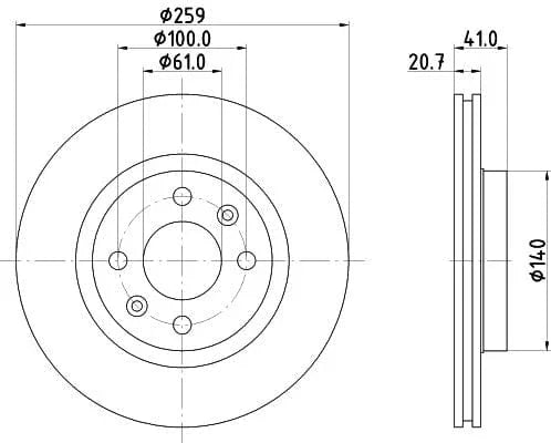 Don Brake Disc Vented Front PCD10182 259mm - image 3