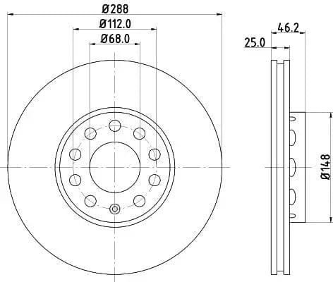 Don Brake Disc Vented Front PCD10192 288mm - image 3