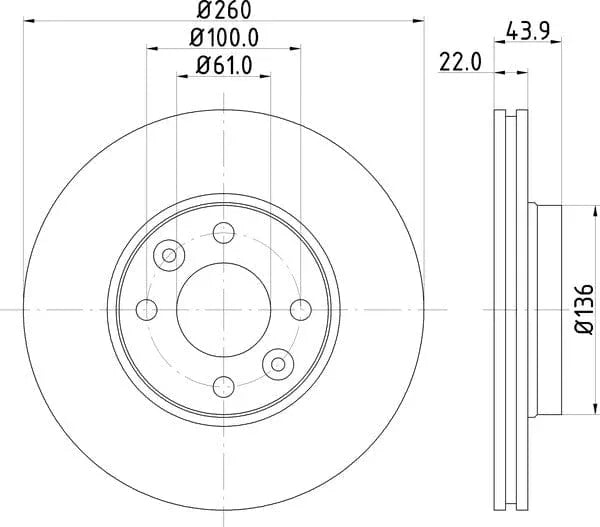 Don Brake Disc Vented Front PCD10212 260mm - image 4