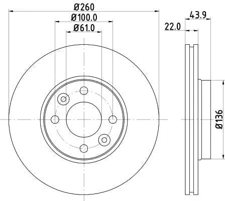 Don Brake Disc Vented Front PCD10212 260mm - image 3