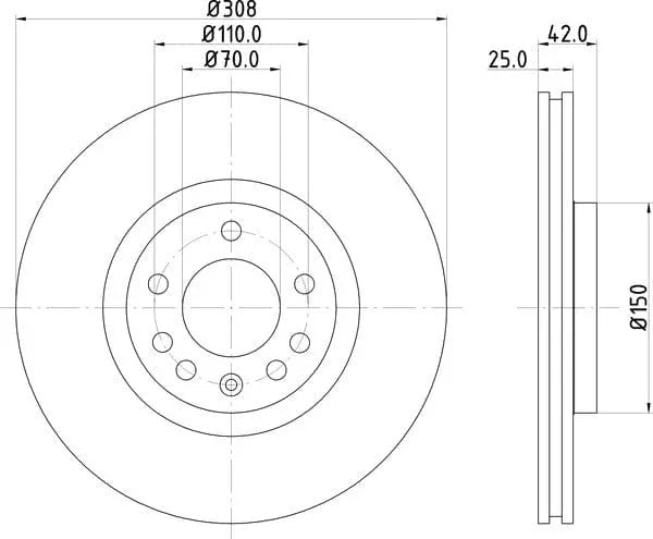 Don Brake Disc Vented Front PCD10572 308mm - image 4