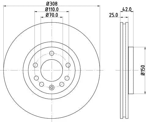 Don Brake Disc Vented Front PCD10572 308mm - image 3