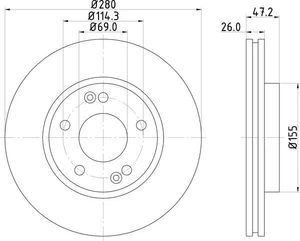 Don Brake Disc Vented Front PCD10612 280mm - image 4