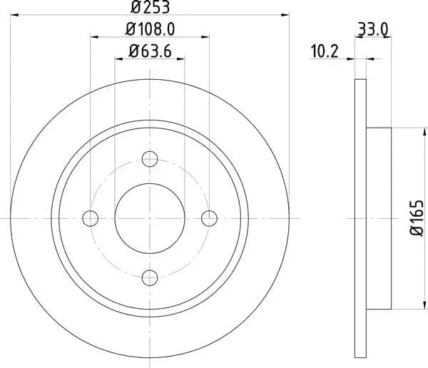 Don Brake Disc Solid Rear PCD10722 253mm - image 4
