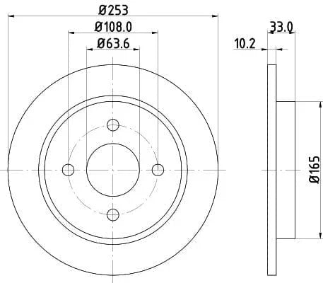 Don Brake Disc Solid Rear PCD10722 253mm - image 3