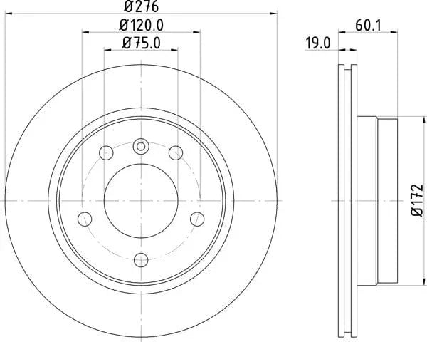 Don Brake Disc Vented Rear PCD10752 276mm - image 4
