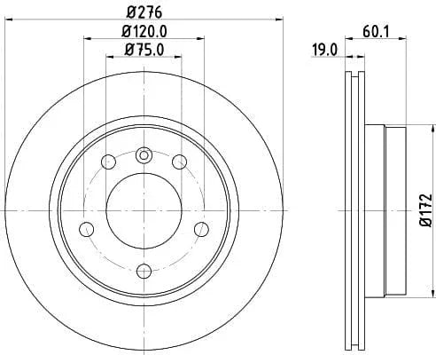 Don Brake Disc Vented Rear PCD10752 276mm - image 3