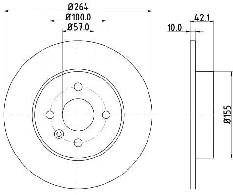 Don Brake Disc Solid Rear PCD10782 264mm - image 3