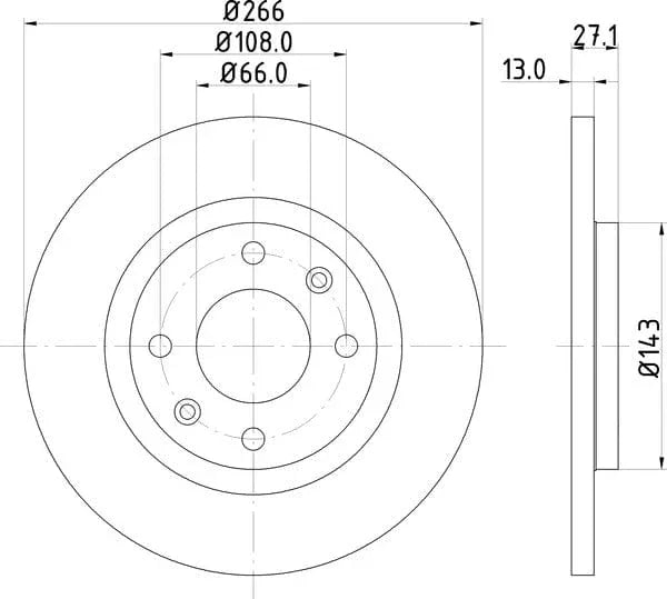 Don Brake Disc Solid Front PCD10822 266mm - image 4