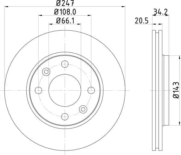 Don Brake Disc Vented Front PCD10872 247mm - image 4