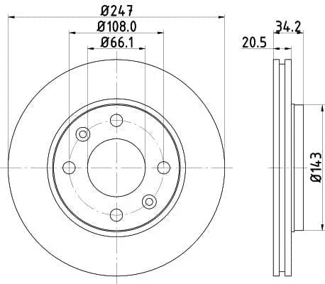 Don Brake Disc Vented Front PCD10872 247mm - image 3