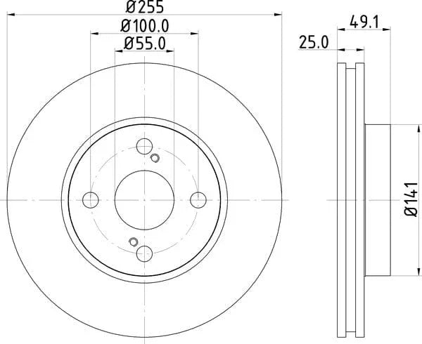 Don Brake Disc Vented Front PCD11012 255mm - image 4