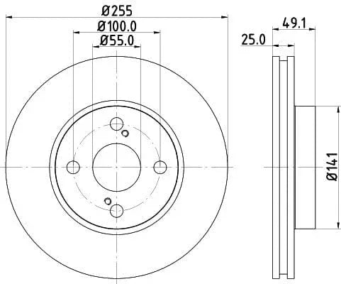 Don Brake Disc Vented Front PCD11012 255mm - image 3