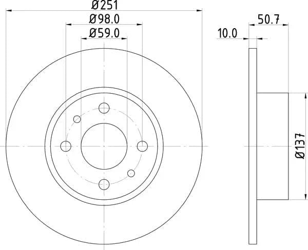 Don Brake Disc Solid Rear PCD11132 251mm - image 4