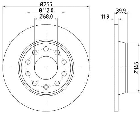 Don Brake Disc Solid Rear PCD11262 255mm - image 3