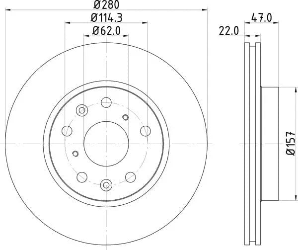 Don Brake Disc Vented Front PCD11512 280mm - image 4