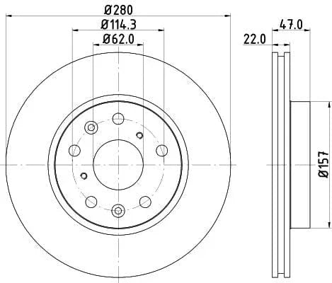 Don Brake Disc Vented Front PCD11512 280mm - image 3