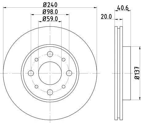 Don Brake Disc Vented Front PCD11522 240mm - image 3